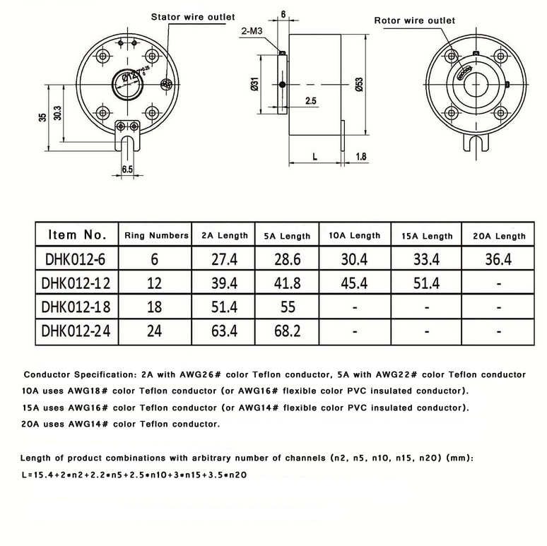 53mm outer diameter slip ring